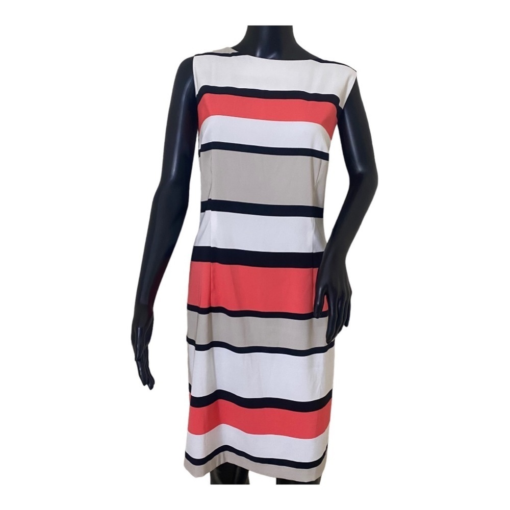Alyx Horizontal Stripes Multi Colors Pencil Sheath Dress Sz 18